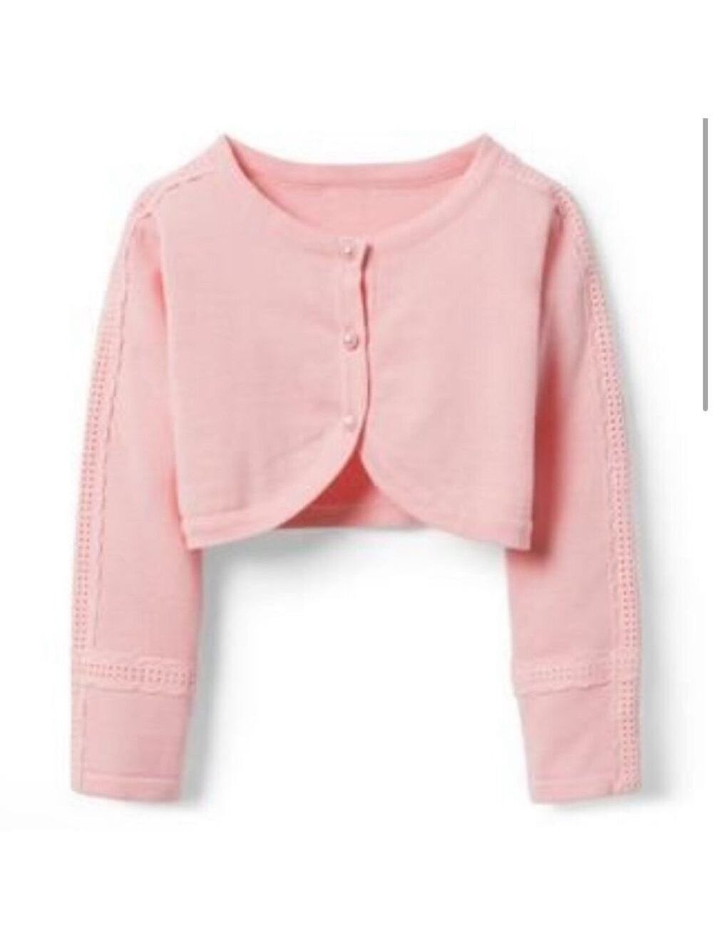 Janie and Jack Cropped Eyelet Sleeve Cardigan